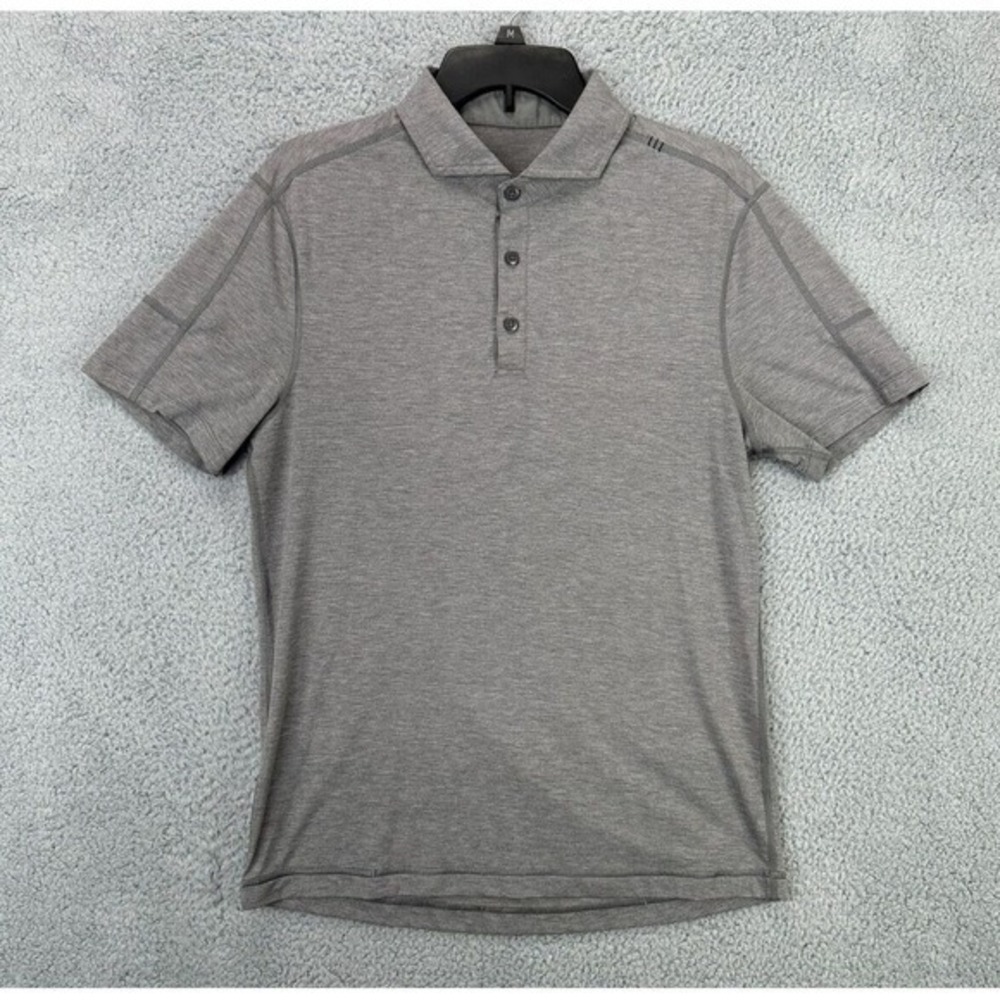 Lululemon‎ Polo Shirt Adult Medium Gray Performance Stretch Rugby Mens Tech